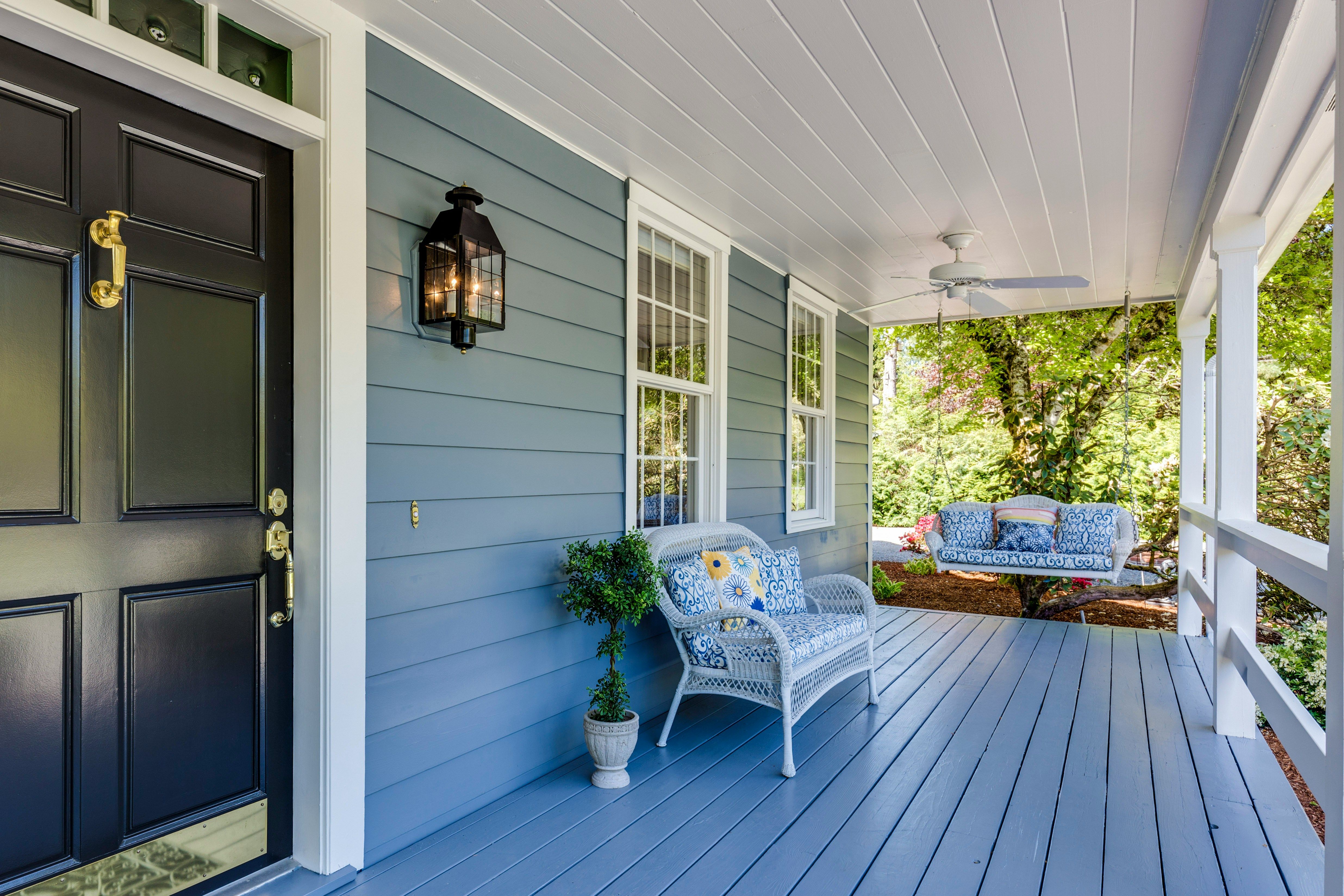 Renovated front porch and stoop on a suburban home